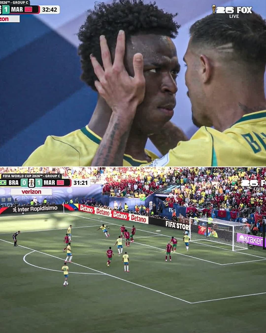 브라질 vs 모로코 1-1 무승부…비니시우스의 멋진 골로 동점 만회