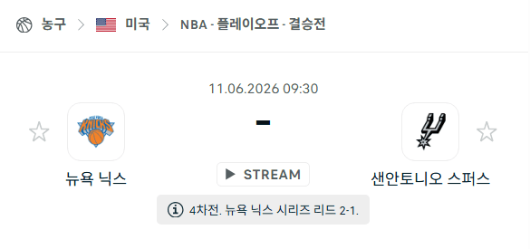 뉴욕 닉스 vs 샌안토니오 스퍼스 NBA 경기 분석 및 승부 예측