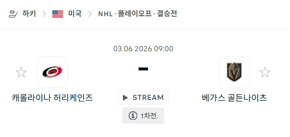 NHL 플레이오프 분석: 캐롤라이나 허리케인스 vs 베가스 골든나이츠 경기 예측